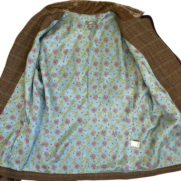 J. Jill Wool Blend Plaid Tweed Blazer w Velvet Trim Y2K Academia Preppy Sz 8 - Picture 8 of 16
